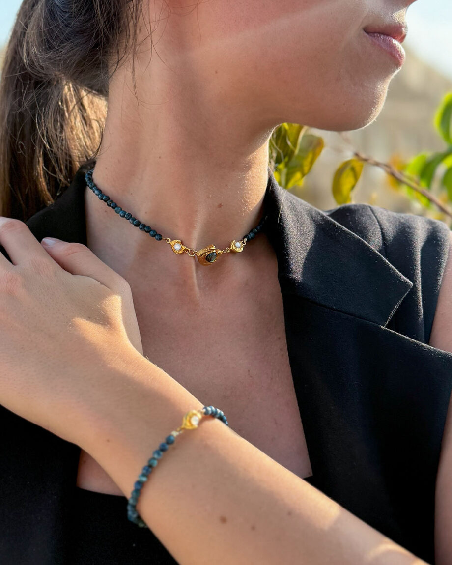 Glema Teal Beads Choker